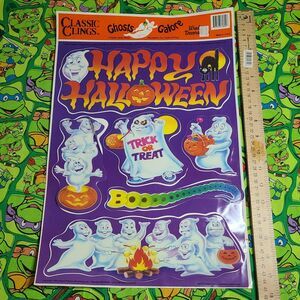 VINTAGE Window Clings Halloween Ghost Decorations Static One Is In Bad